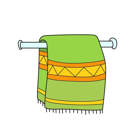 Simple Cartoon Icon Towel Hanging On A Towel Holder Vector