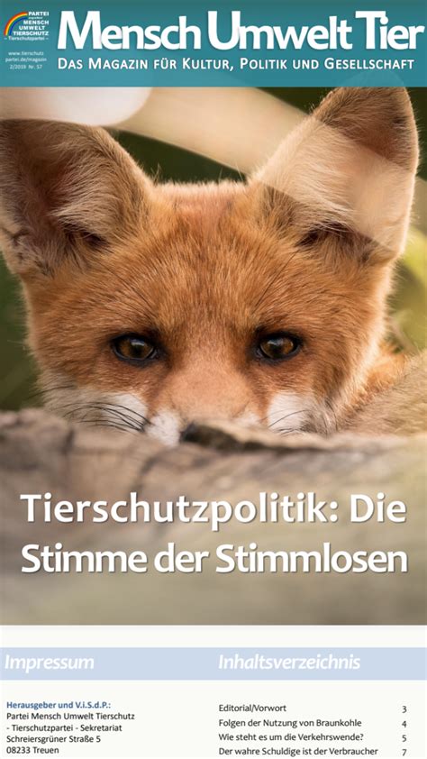 Parteizeitung Mensch Umwelt Tier PARTEI MENSCH UMWELT TIERSCHUTZ