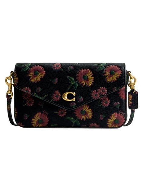 Coach Floral Printed Leather Wyn Crossbody In Black Lyst