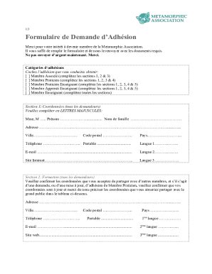 Fillable Online French Membership Application Form 2020 Formulaire D