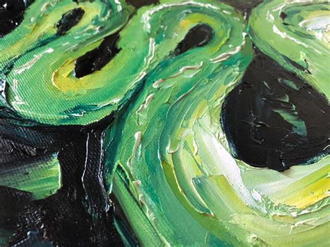 Green Snake Painting Impasto Original Oil Art Tropical Art | Etsy