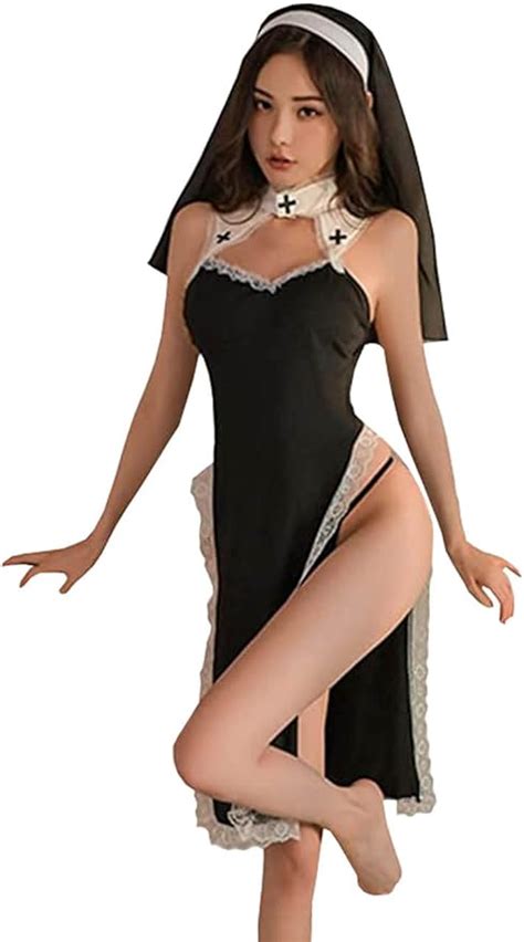 Amazon Unibaby Nun Cosplay Costume For Women Sexy Nun Lingerie Fancy Dress Halloween Party