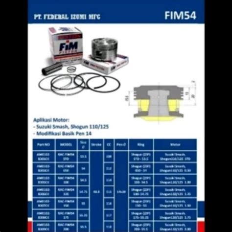 Jual Piston Seher Kit Fim Smash Shogun Shogun Fim Kota