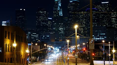 Night city street, lights, skyscrapers Wallpaper | 1366x768 resolution ...