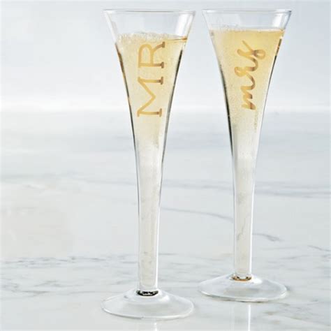 Mr And Mrs Gold Champagne Glass Set