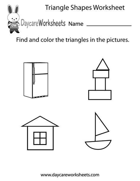 Free Triangle Shapes Worksheet For Preschool