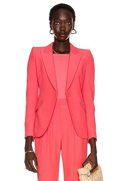 Alexander McQueen One Button Jacket In Coral FWRD