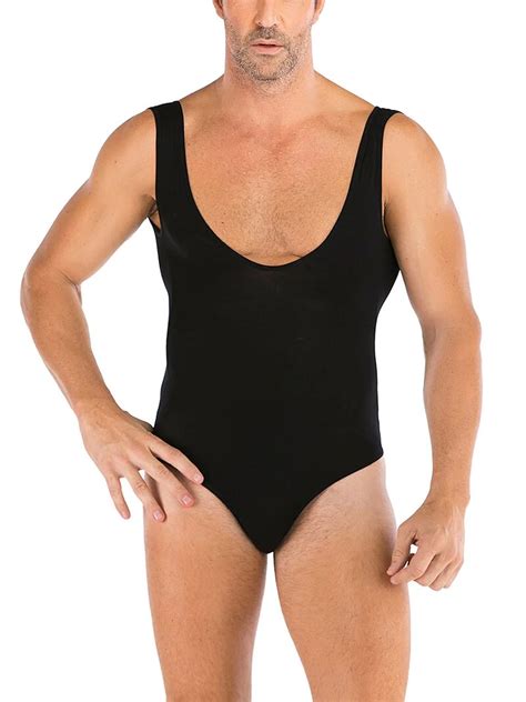 Uveng Men S Lingerie Bodysuit Adults U Neck Sleeveless Romper Sleepwear Summer Black Men S Sexy