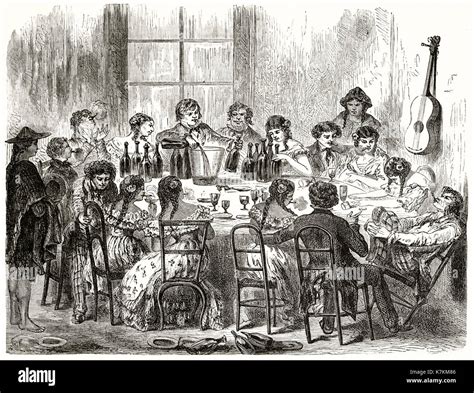 Old Illustration Of South American Feast Dining By Riou And Trichon