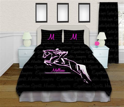 Horse Themed Girls Bedding in Pink and Black Duvet Cover #133 ...