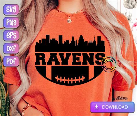 Ravens Football Svg, Football Skyline Svg, Football Team Svg | Inspire