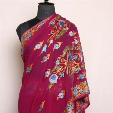 Buy Kashmiri Sarees With Aari Sozni Or Tilla Embroidery Gyawun