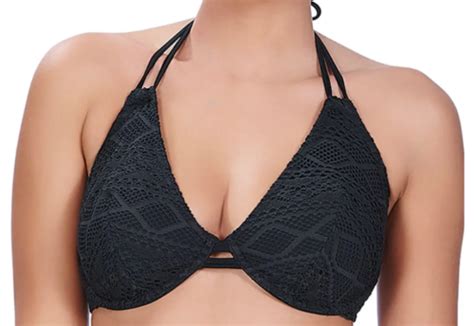 Freya F Sundance Underwired Bandless Halterneck Bikini Black Ebay