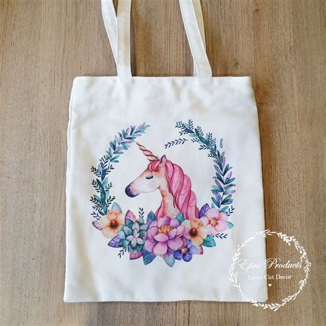 Floral Unicorn Tote Bag