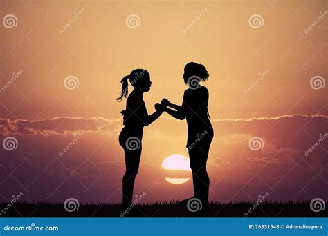 Best Friends At Sunset Stock Illustration Illustration Of Carefree
