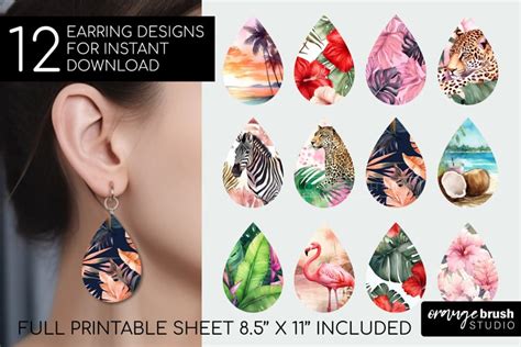 Summer Earrings Bundle Beach Earring Sublimation Designs