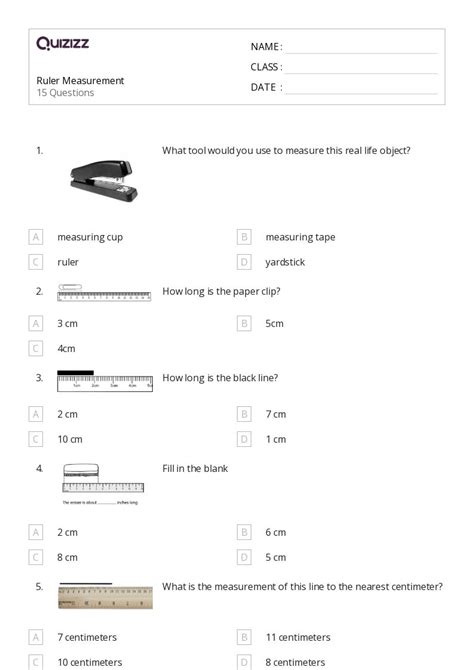 50 Measurement Worksheets For 3rd Grade On Quizizz Free And Printable