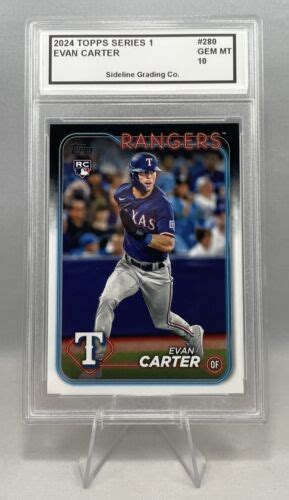 Evan Carter Rookie Graded Gem Mint 10 2024 Topps Series 1 280 Texas