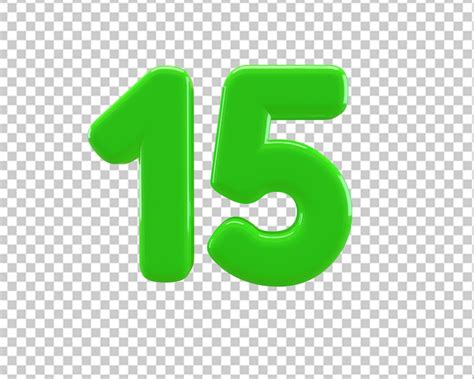 Premium PSD | 15 number fifteen green icon 3d