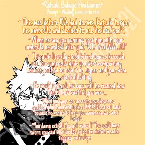 Katsuki Bakugo X Yn Walking Home In The Rain Headcanon My Hero