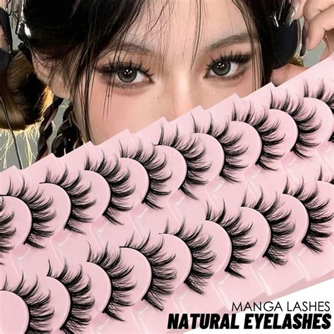 Groinneya Pairs Natural False Eyelashes Manga Lashes D Faux Mink