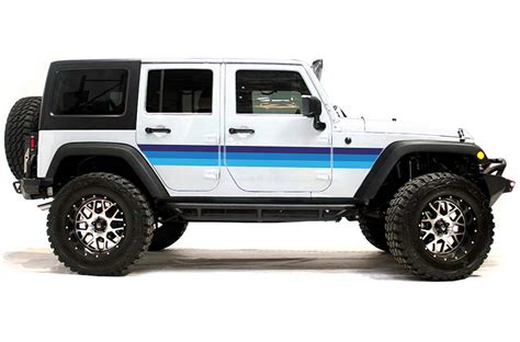 Blue Retro Stripes Graphics Vinyl For Jeep 2017 Jk Wrangler Decals