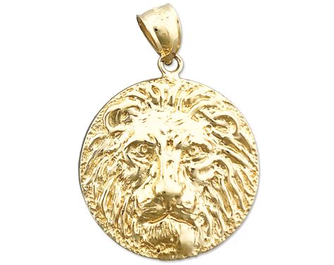 14k Gold Lion Head Charm Pendant Medallion