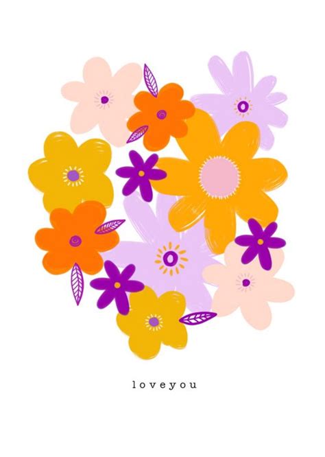 Greetz Liefde Kaart Bloemen Illustratie Greetz