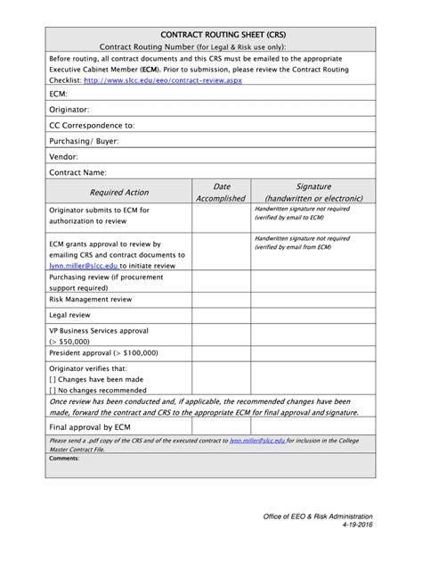 Fillable Online Slcc Contract Routing Sheet Doc Fax Email Print Pdffiller