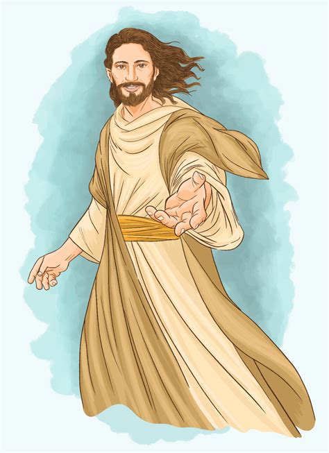 Jesus With An Open Hand Jesus Christ The Savior 14763977 Vector Art At