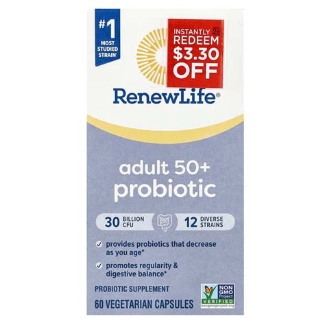 Renew Life Adult 50 Probiotic 30 Billion Cfu 60 Vegetarian Capsules