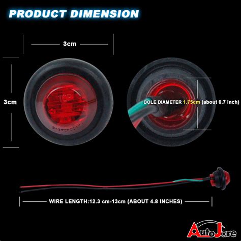 X Amber Red Pickup Round Side Marker Lights Led Bullet Light