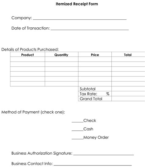 Itemized Receipt Template Samples Formats For Word Excel