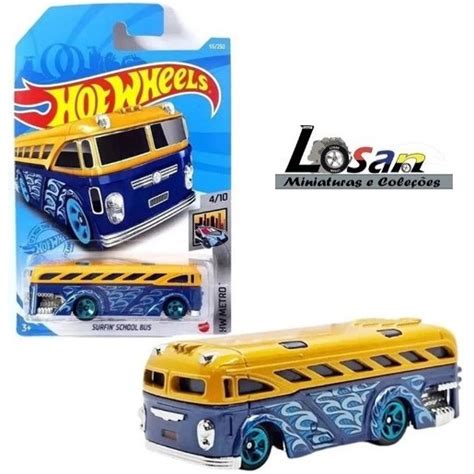 Ônibus Surfin School Bus Hot Wheels brinquedo carrinho mainline metal coleção escala 1 64