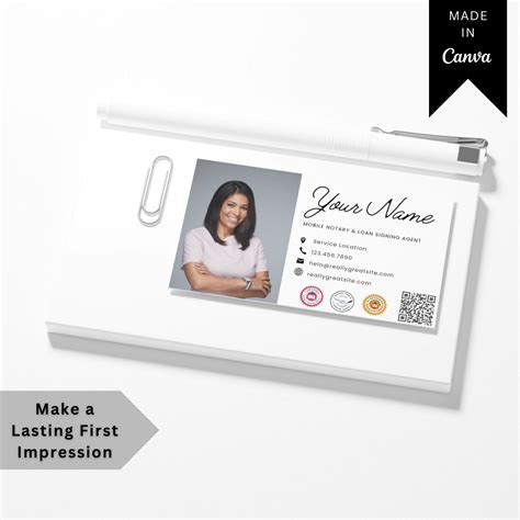 Notary Business Card Template Notary Digital Card Loan Signing Agent