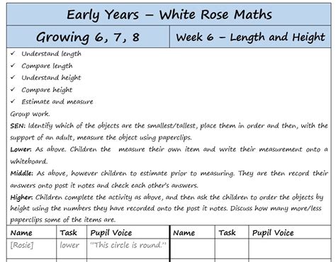 White Rose Maths Early Years Growing 6 7 8 Teaching Resources