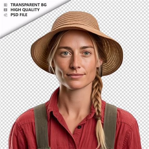 Premium PSD European Woman Farmer On White Background White Isolated