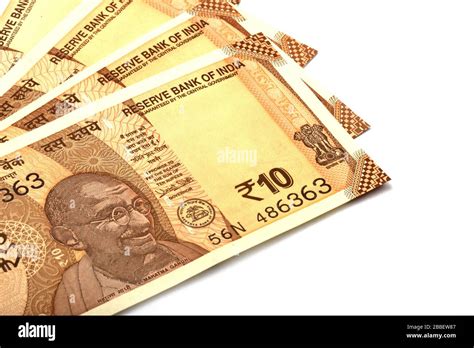 Indian Currency Of 10 Rupee Note On White Isolated Background Indian Currency Rupee Indian