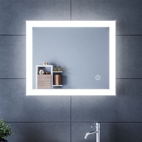 Sirhona Miroir De Salle De Bains X Cm Avec Clairage Led Miroir