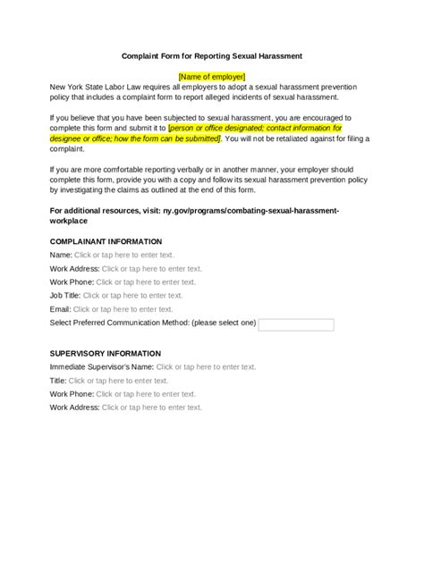 Complaint For Reporting Sexual Harassment Doc Template Pdffiller