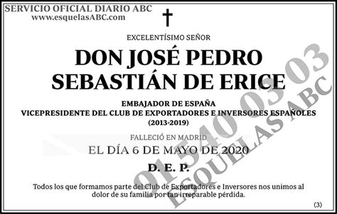 José Pedro Sebastián de Erice ESQUELAS ABC