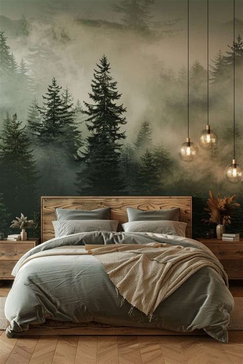 Forest-Themed Bedroom Decor Tips | Green Snooze | Chambre à coucher ...