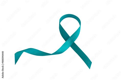 Cervical Cancer Women Symbol Teal Ribbon Isolated On A White