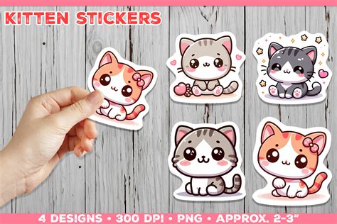 Cute Kitten Stickers Png Adorable Kawai Graphic By Julimur Creative