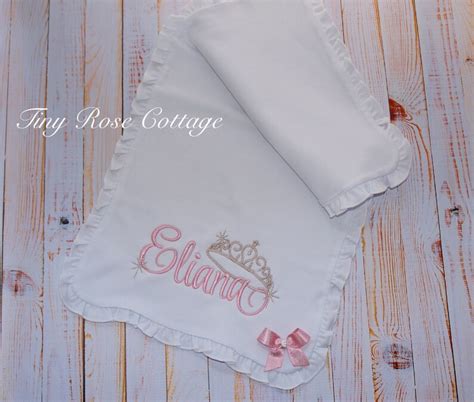 Monogrammed Baby Bib Or Burp Cloth With Crown Embroidered Etsy