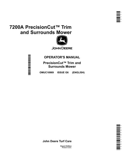 John Deere 7200a Precisioncut Trim And Surrounds Mower Operator Manual