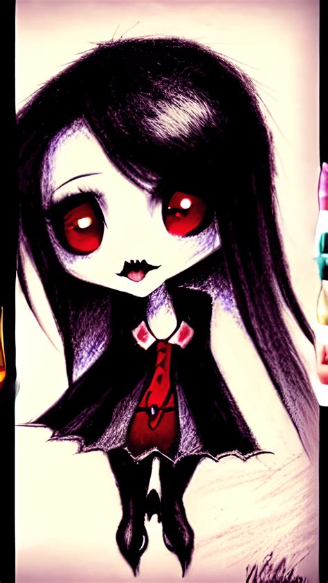 Vampire Kawaii Chibi Pencil Drawing Creative Fabrica