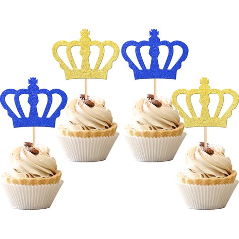 Amazon 24 PCS Crown Cupcake Toppers Glitter King Crown Cupcake