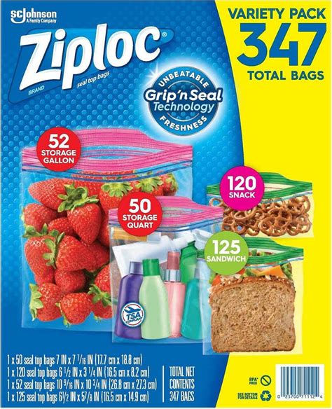 Buy Ziploc Gallon, Quart, Snack & Sandwich Bags Variety 347 Bags Online ...