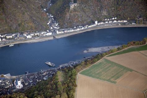 Sankt Goar Aus Der Vogelperspektive Uferbereiche Mit Durch Niedrig